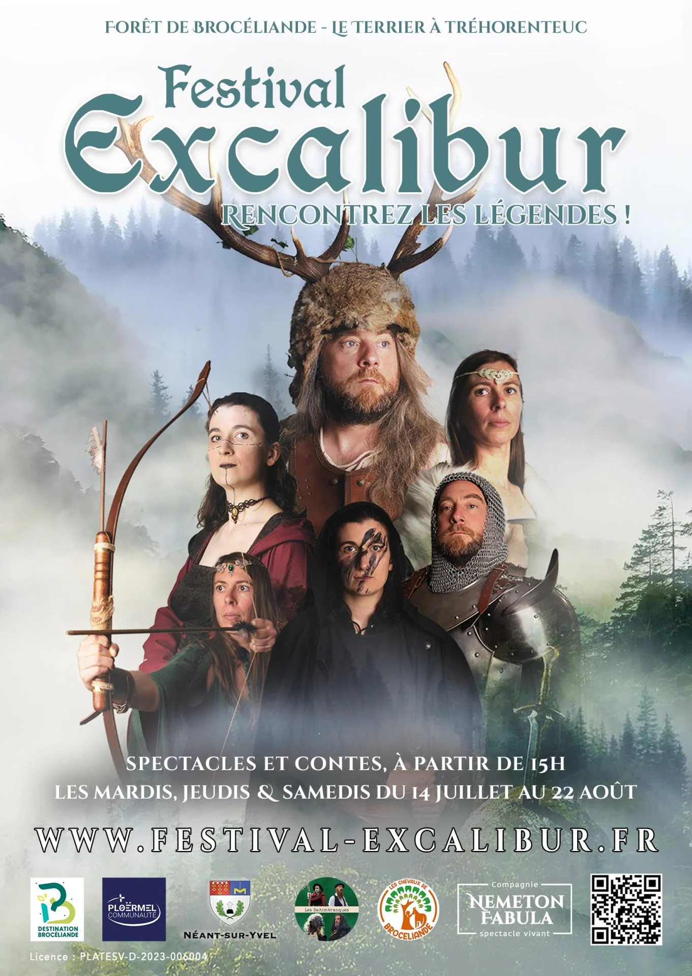 Affiche festival excalibur broceliande spectacle merlin viviane morgane lancelot arthur nemeton fabula